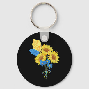 Ukrainisches Sonnenblumen-T-Shirt Blau Gelbes Schm Schlüsselanhänger