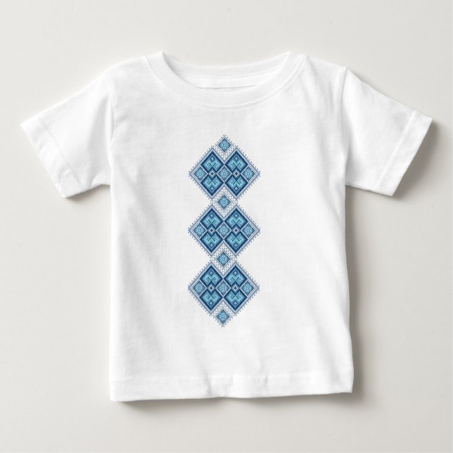 Ukrainisches Stickereiblau vyshyvanka Baby T-shirt (Vorderseite)