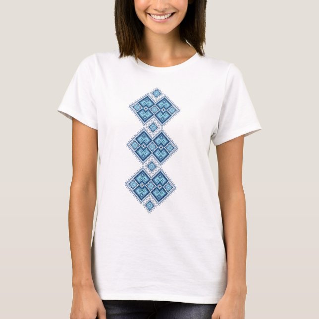 Ukrainisches Stickereiblau vyshyvanka T-Shirt (Vorderseite)
