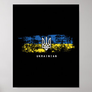 Ukrainisches T-Shirt Tryzub Ukraine-Flagge Militär Poster
