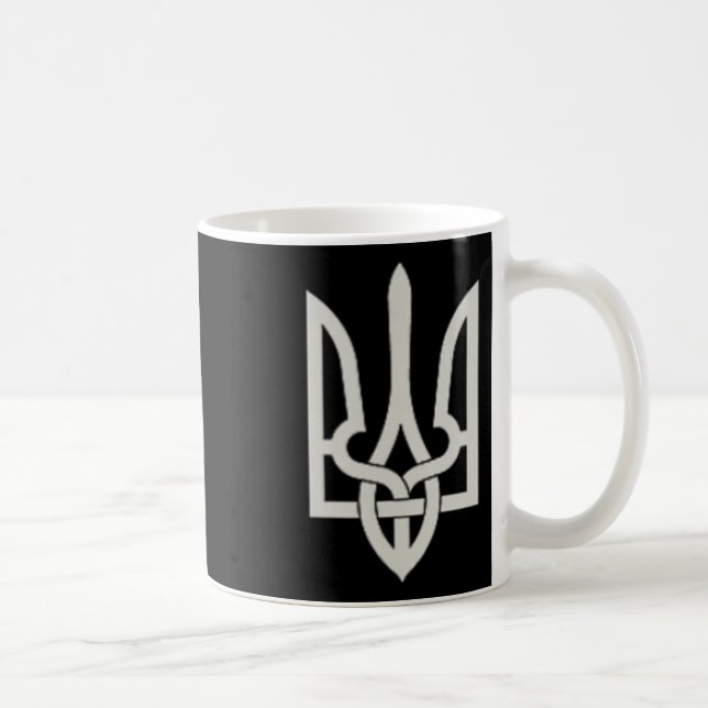 Ukrainisches Trident-Emblem Rette Ukraine Widerste Kaffeetasse (Rechts)