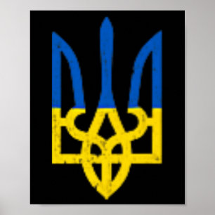 Ukrainisches Trident-Symbol - Ukraine-Flagge Unter Poster