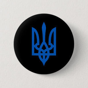 Ukrainisches Tryzub-Symbol auf dem Herzen Button