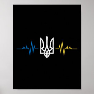 Ukrainisches Tryzub-Symbol auf der Brust - Ukraine Poster
