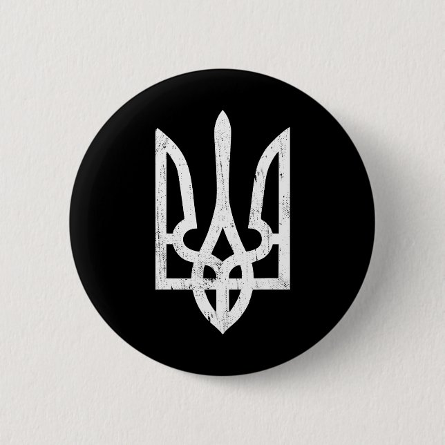Ukrainisches Tryzub-Symbol - Ukraine Dreizack Für  Button (Vorderseite)