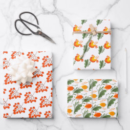 Ukrainisches Volksblumenmuster. Ukraine Geschenkpapier Set