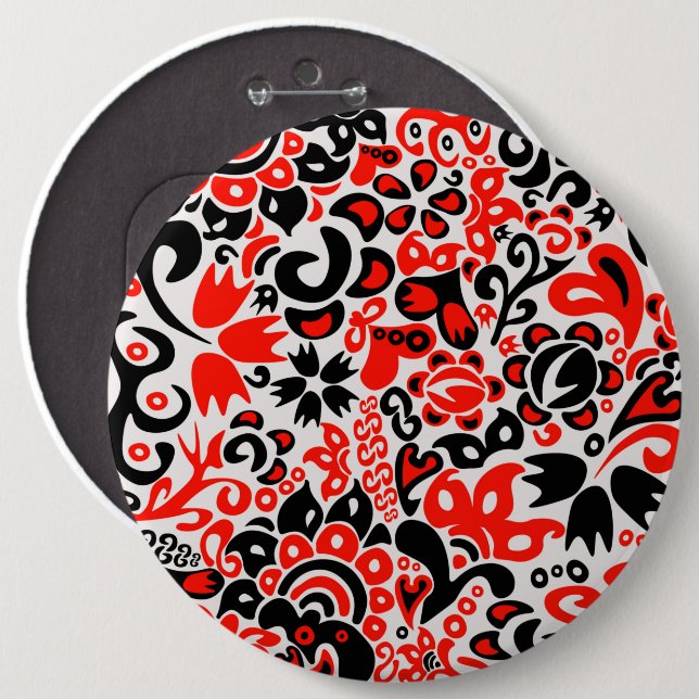 Ukrainisches Volkskunst-Blumenmuster Button (Vorne & Hinten)