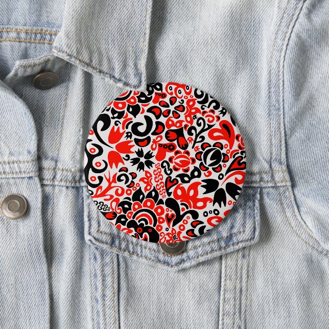 Ukrainisches Volkskunst-Blumenmuster  Button (Beispiel)