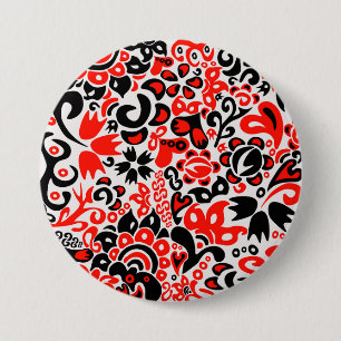Ukrainisches Volkskunst-Blumenmuster Button
