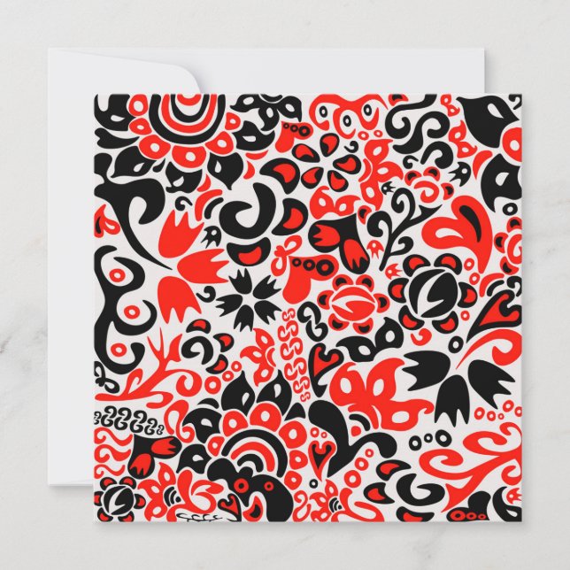 Ukrainisches Volkskunst-Blumenmuster Einladung (Vorderseite)