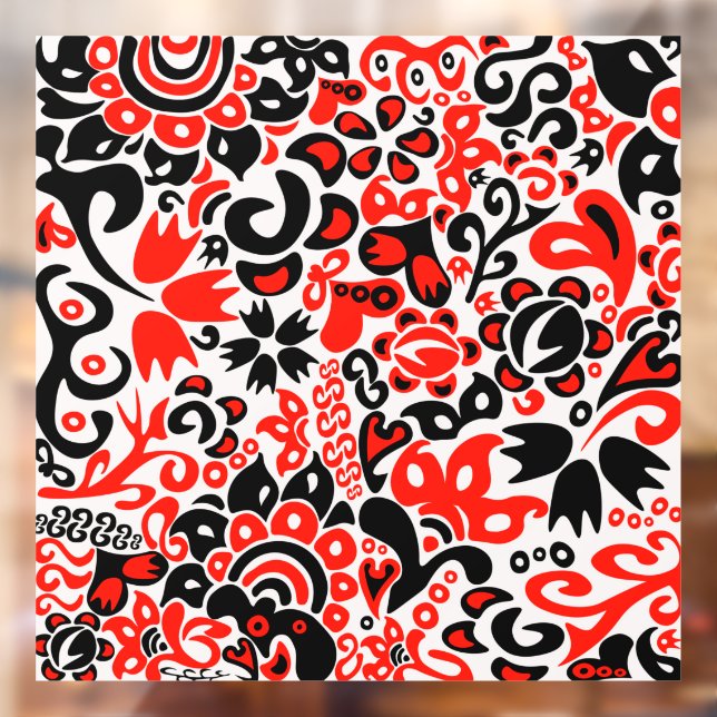 Ukrainisches Volkskunst-Blumenmuster Fensteraufkleber (Blatt 2)