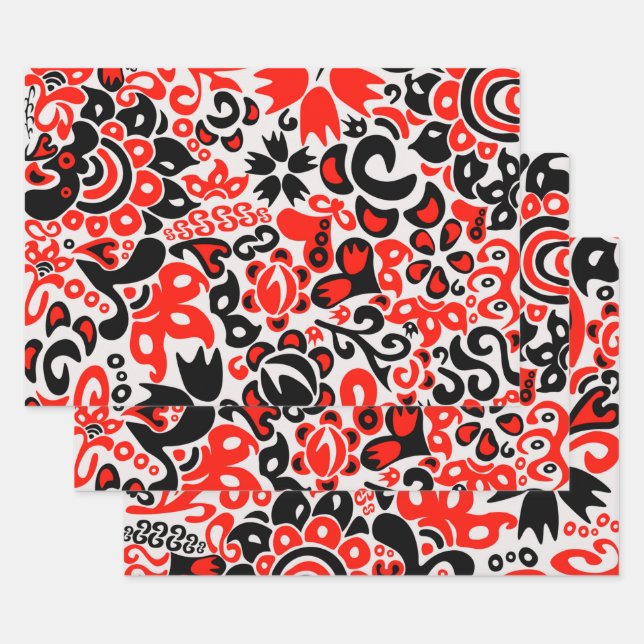 Ukrainisches Volkskunst-Blumenmuster  Geschenkpapier Set (Set)