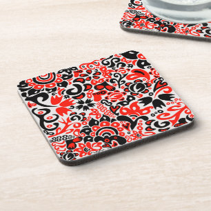 Ukrainisches Volkskunst-Blumenmuster Getränkeuntersetzer