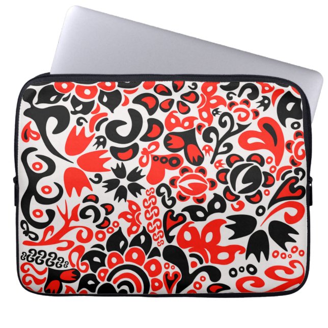 Ukrainisches Volkskunst-Blumenmuster Laptopschutzhülle (Vorderseite)