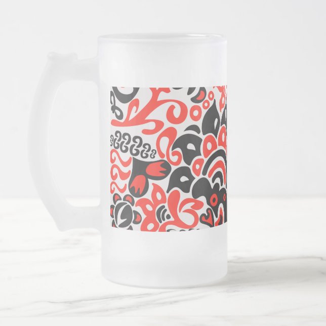 Ukrainisches Volkskunst-Blumenmuster Mattglas Bierglas (Links)