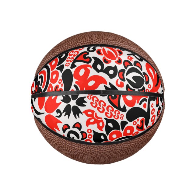 Ukrainisches Volkskunst-Blumenmuster Mini Basketball (Vorderseite)