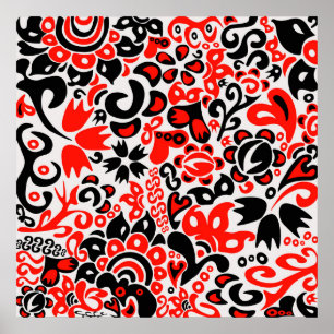 Ukrainisches Volkskunst-Blumenmuster Poster