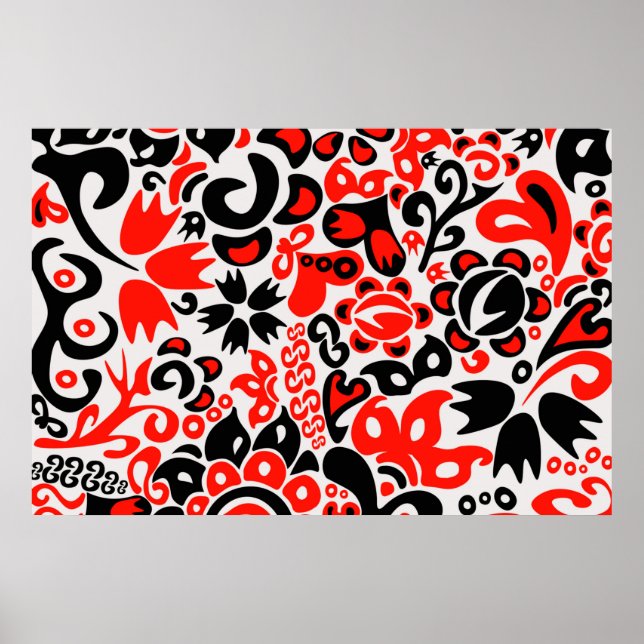 Ukrainisches Volkskunst-Blumenmuster Poster (Vorne)