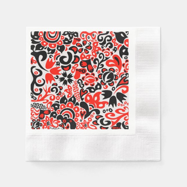 Ukrainisches Volkskunst-Blumenmuster Serviette (Vorderseite)