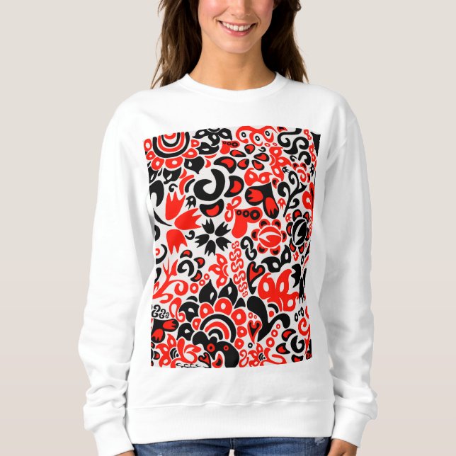 Ukrainisches Volkskunst-Blumenmuster Sweatshirt (Vorderseite)
