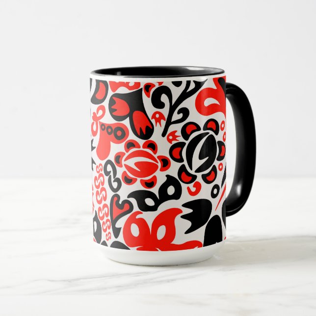 Ukrainisches Volkskunst-Blumenmuster Tasse (VorderseiteRechts)
