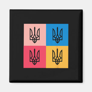 Ukrainisches Wappen in Sonnenblume gemalt. Ukraine Magnet
