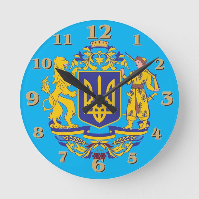 UKRAINISCHES WAPPEN RUNDE WANDUHR (Vorderseite)