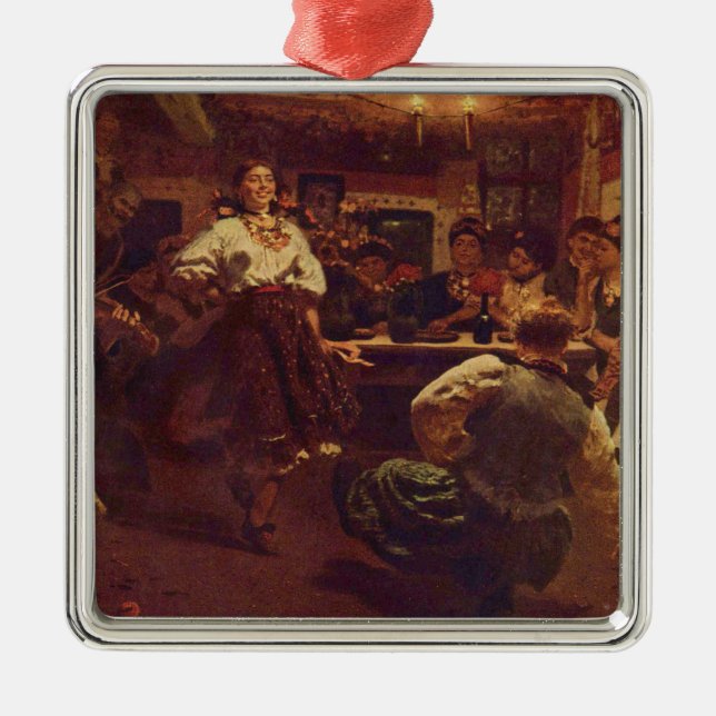 Ukrainisches Weihnachtsfest Party Ornament Aus Metall (Vorne)