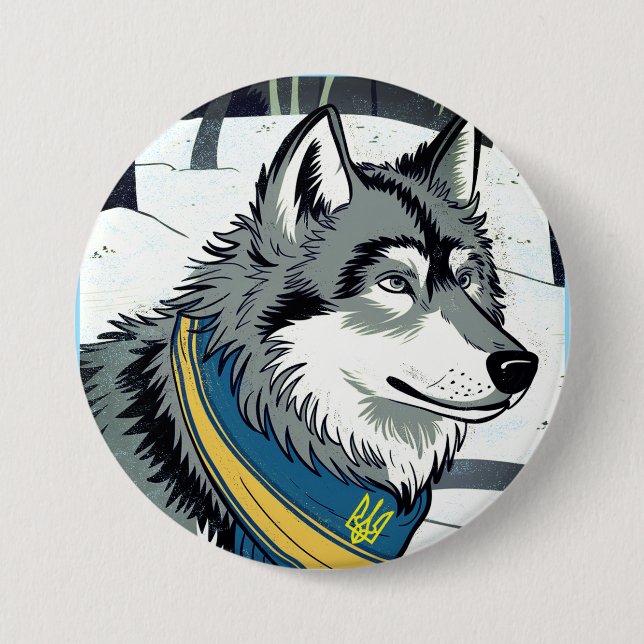 Ukrainisches Wolf-Symbol, stark, stolz Ukraine Art Button (Vorderseite)
