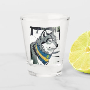 Ukrainisches Wolf-Symbol, stark, stolz Ukraine Art Schnapsglas