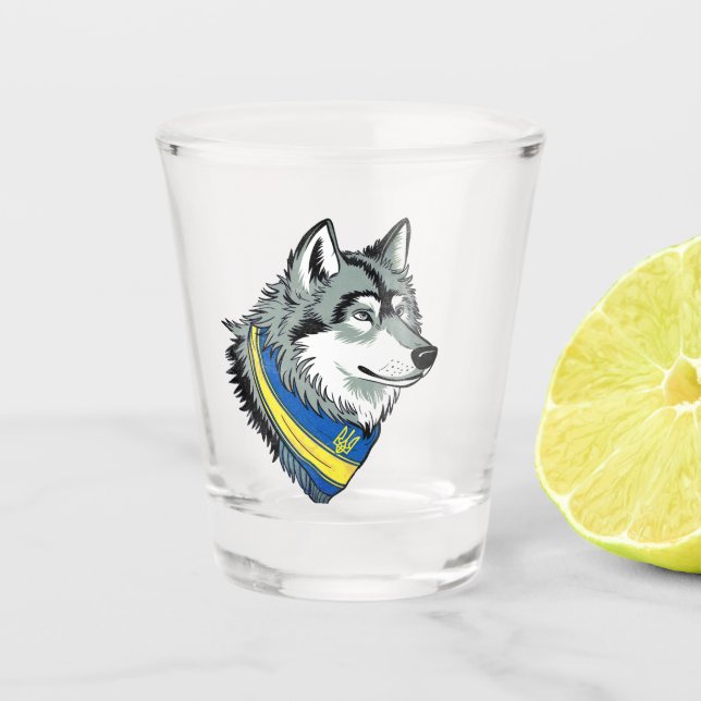 Ukrainisches Wolf-Symbol, Strong, Proud Showglas Schnapsglas (Vorderseite)