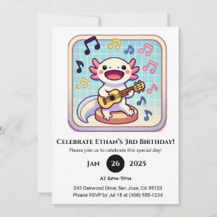 Ukulele-Artist Axolotl Geburtstag Einladung