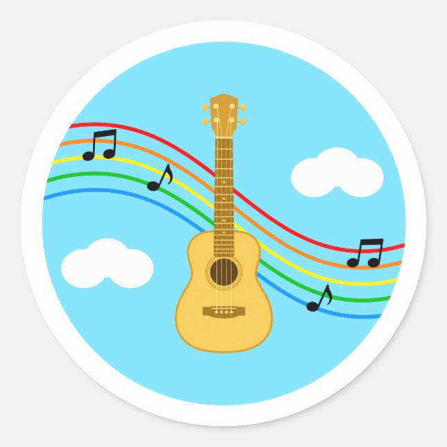 Ukulele Aufkleber Himmel Regenbogen Musik Kinder (Vorderseite)
