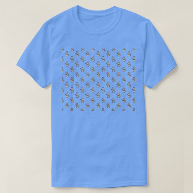 Ukulele Cat Pattern T-Shirt (Design vorne)