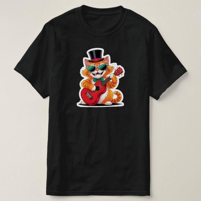 Ukulele Cat Serenade T-Shirt (Design vorne)