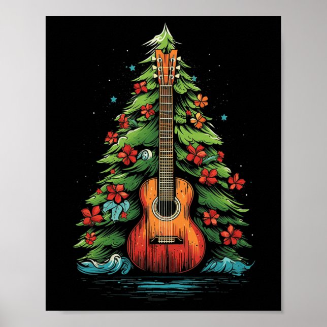 Ukulele Christmas Music Graphic T-Shirts for Men W Poster (Vorne)