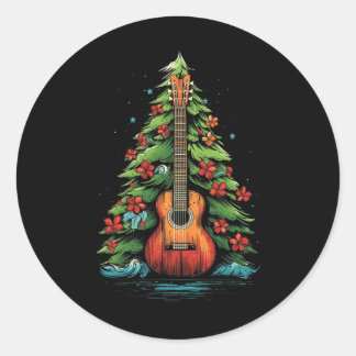 Ukulele Christmas Music Graphic T-Shirts for Men W Runder Aufkleber