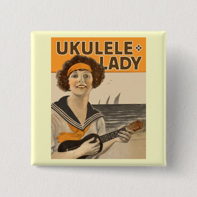 Ukulele-Dame #2 Knopf Button (Vorderseite)