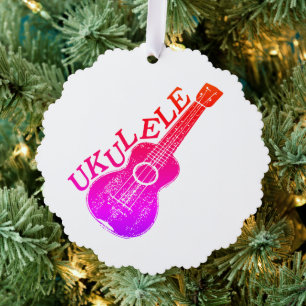 Ukulele Farbiger Text und Bild Ornament Karte