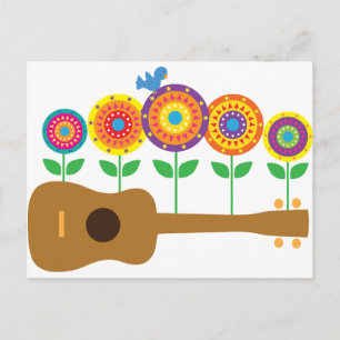 Ukulele Flowers Postkarte