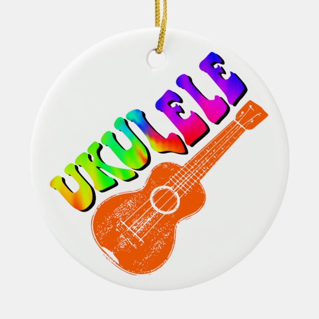 Ukulele Gefärbte Krawatte Groovy Text Art Keramik Ornament (Vorne)