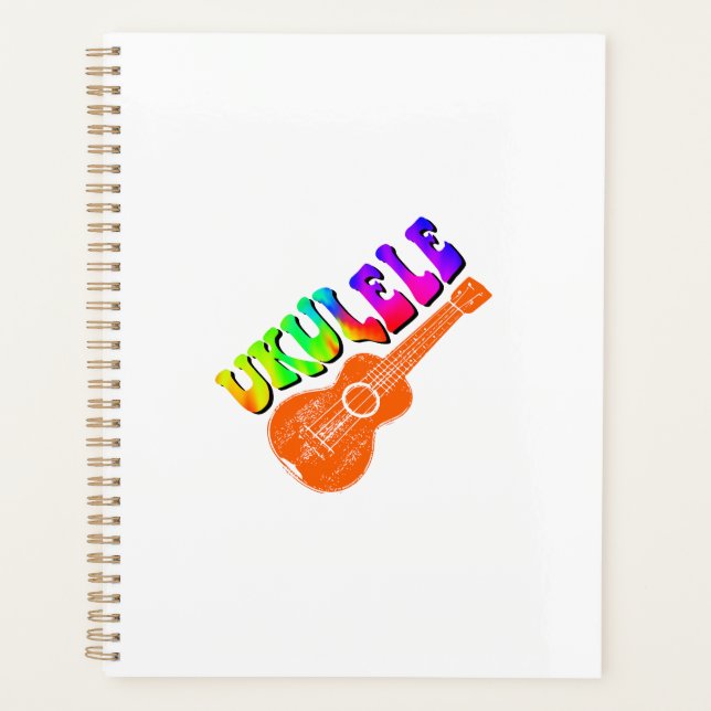 Ukulele Gefärbte Krawatte Groovy Text Art Planer (Vorderseite)
