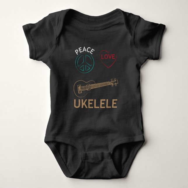 Ukulele-Geschenk-FriedensLiebe Ukelele Uke Liebe Baby Strampler (Vorderseite)