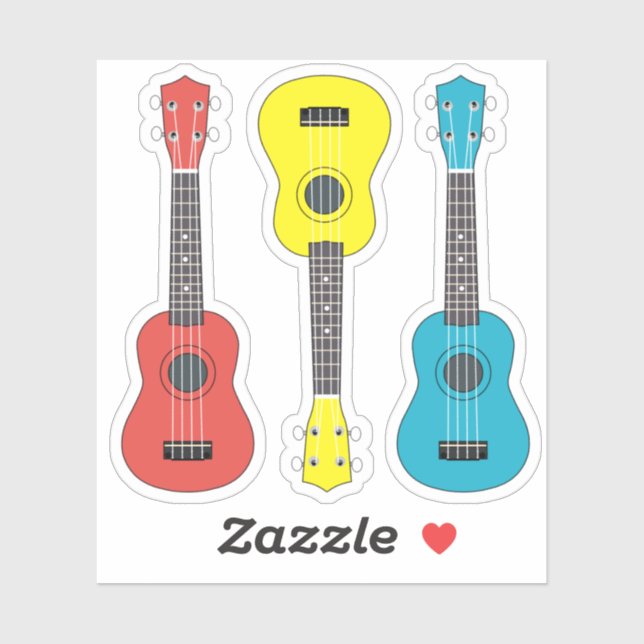 Ukulele Gitarre im Farbpack Aufkleber (Blatt)