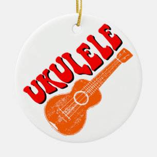 Ukulele Groovy Text Art Keramik Ornament