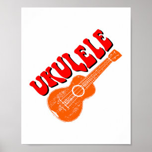 Ukulele Groovy Text Art Poster