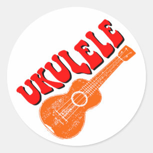Ukulele Groovy Text Art Runder Aufkleber