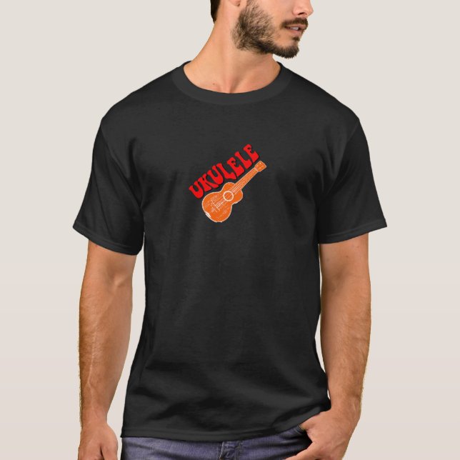 Ukulele Groovy Text Art T-Shirt (Vorderseite)