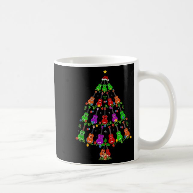 Ukulele Guitar Christmas Tree Funny Music Lover Mu Kaffeetasse (Rechts)