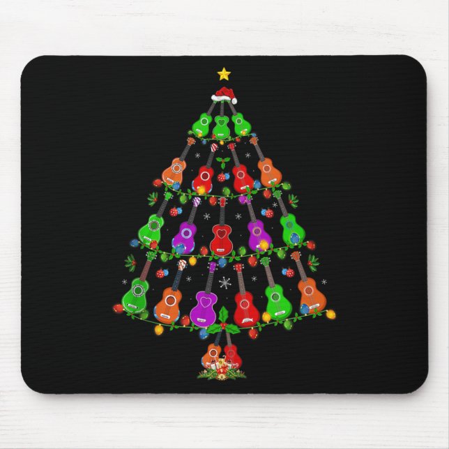 Ukulele Guitar Christmas Tree Funny Music Lover Mu Mousepad (Vorne)